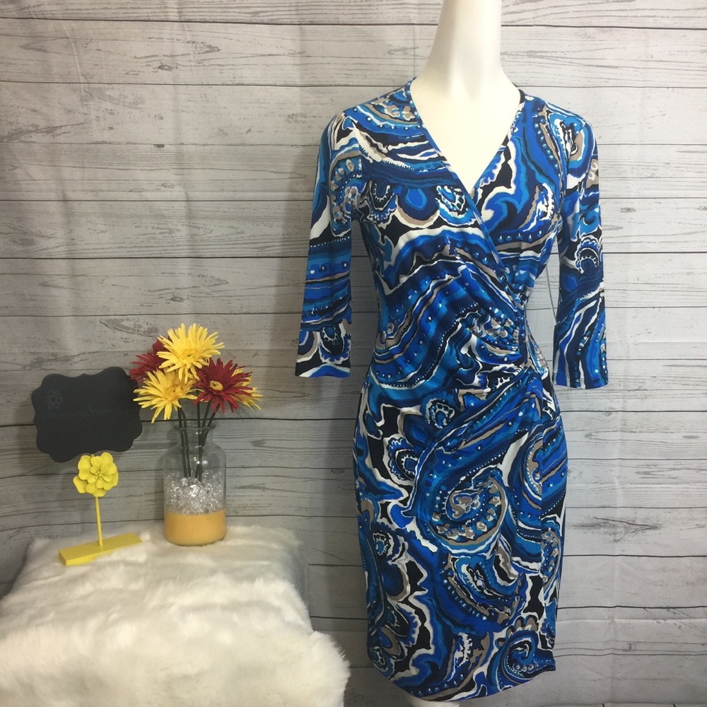 Laundry by design petite 6 dress 3/4 sleeve blues